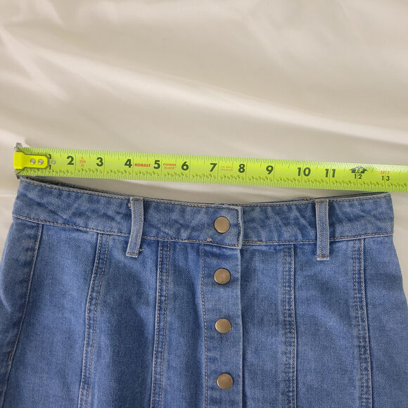 Forever 21 Denim Mini Skirt Womens Small Blue Jean Button Fly Medium Wash Cotton - Picture 3 of 10